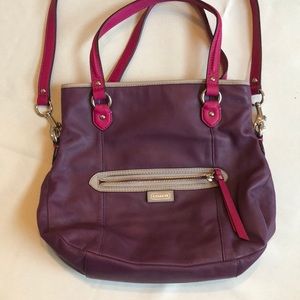 Pink and purple coach leather shoulder purse